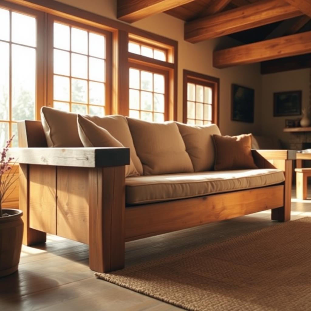 rustic wooden sofa